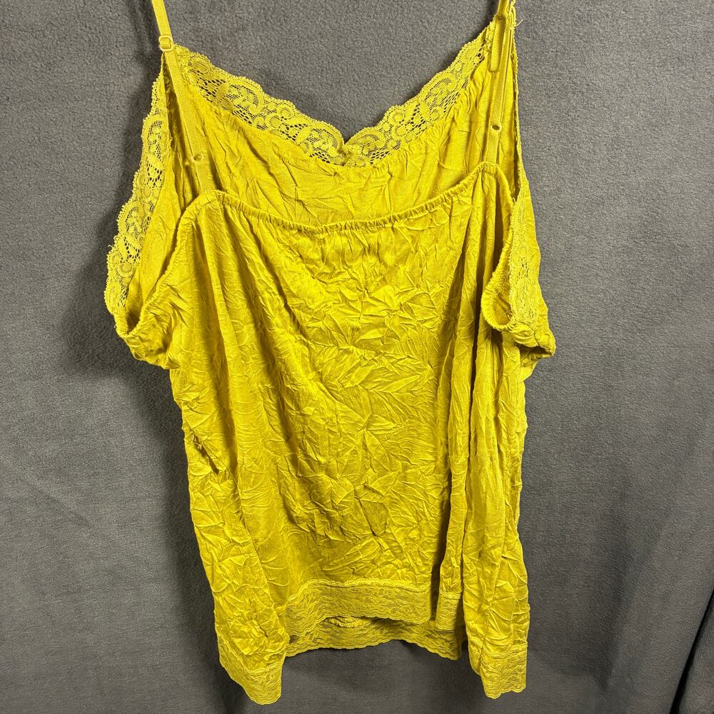 y2k women cami 1x Chartreuse lace‎ Trim Tank Top Fitted Striped stretch bratz - Picture 2 of 7